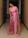 Banarasee Digital Printed Tissue Saree With Lace-Light Pink