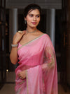 Banarasee Digital Printed Tissue Saree With Lace-Light Pink