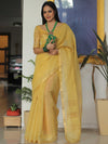 Banarasee Linen Tissue Sona Rupa Zari Work Saree-Yellow