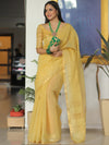 Banarasee Linen Tissue Sona Rupa Zari Work Saree-Yellow