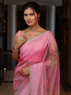 Banarasee Digital Printed Tissue Saree With Lace-Light Pink