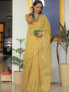 Banarasee Linen Tissue Sona Rupa Zari Work Saree-Yellow