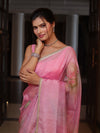 Banarasee Digital Printed Tissue Saree With Lace-Light Pink