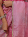 Banarasee Digital Printed Tissue Saree With Lace-Light Pink