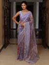 Banarasee Digital Printed Tissue Saree With Lace-Light Purple