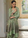 Banarasee Semi Katan Silk Salwar Kameez Fabric With Dupatta Resham Zari Work-Light Green