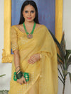 Banarasee Linen Tissue Sona Rupa Zari Work Saree-Yellow