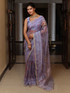 Banarasee Digital Printed Tissue Saree With Lace-Light Purple