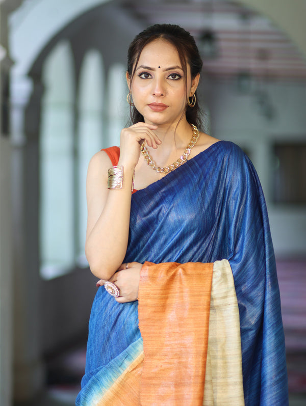 Bhagalpuri Handloom Pure Tussar Saree-Multicolor