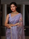 Banarasee Digital Printed Tissue Saree With Lace-Light Purple