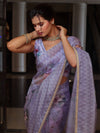 Banarasee Digital Printed Tissue Saree With Lace-Light Purple
