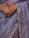Banarasee Digital Printed Tissue Saree With Lace-Light Purple