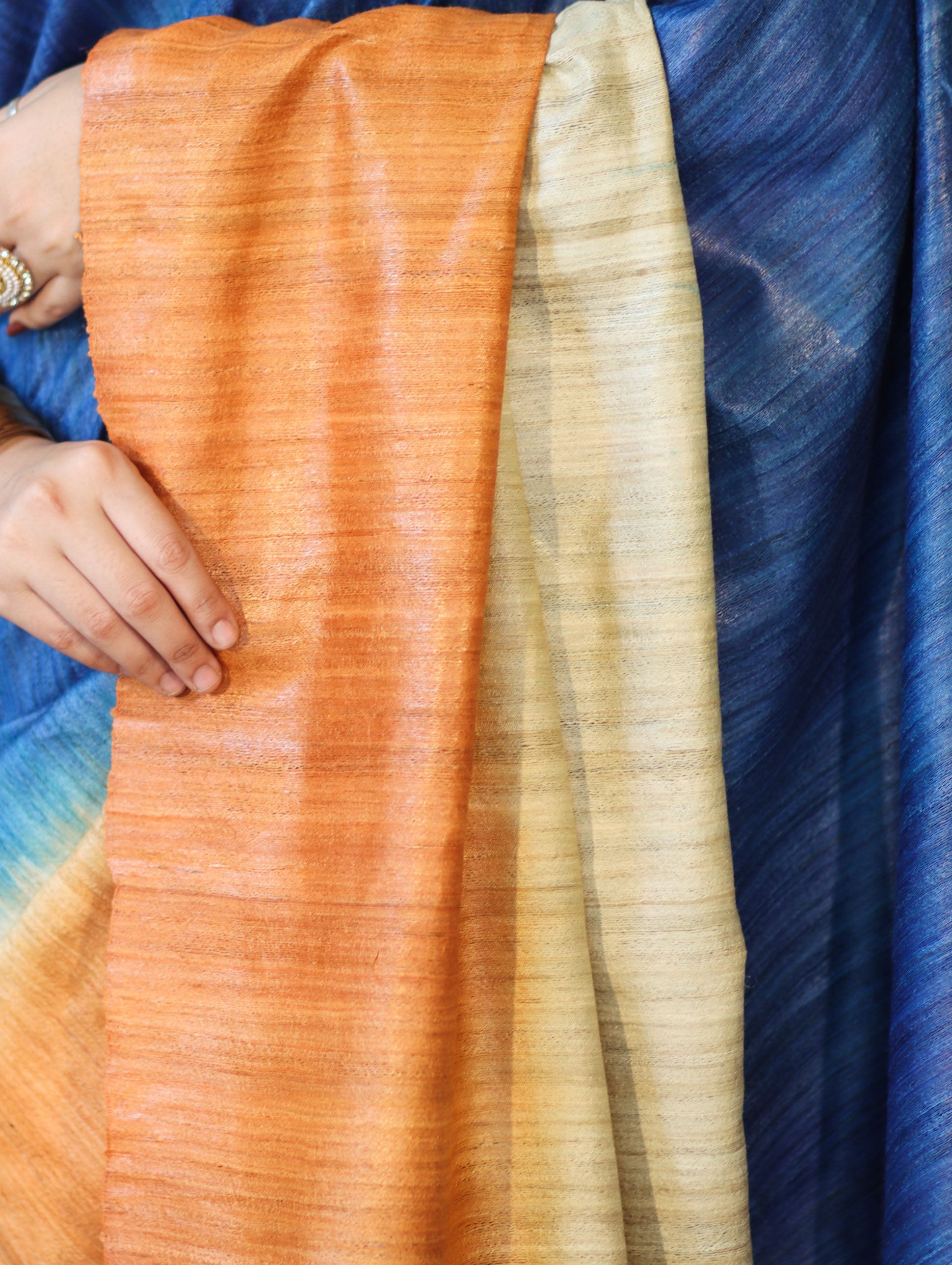 Bhagalpuri Handloom Pure Tussar Saree-Multicolor