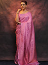 Banarasee Kubera Pattu Soft Silk Saree With Copper Zari Work-Pink