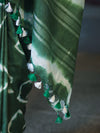 Banarasee Handloom Cotton Silk Hand Dyed Shibori Pattern Saree-Green