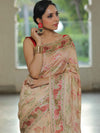 Banarasee Semi-Dupion Silk Saree With Meena & Zari Work-Beige