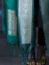 Banarasee Katan Silk Dupatta With Gold Zari Woven Border-Emerald Green