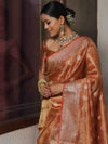 Banarasee Handwoven Tissue Saree With Zari Buti Work-Rust