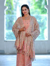 Banarasee Cotton Silk Zari Work Salwar Kameez Fabric With Jaal Design Dupatta Set-Peach & Beige