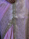 Banarasee Handloom Semi Silk Saree With Sona Rupa Zari Buta Design Floral Border & Lace-Light Pink
