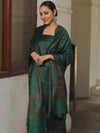 Banarasee Semi Katan Silk Salwar Kameez Fabric With Dupatta Resham Zari Work-Green