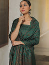 Banarasee Semi Katan Silk Salwar Kameez Fabric With Dupatta Resham Zari Work-Green