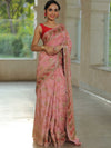 Banarasee Semi-Dupion Silk Saree With Meena & Zari Work-Pink