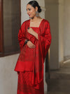 Banarasee Semi Katan Silk Salwar Kameez Fabric With Dupatta Resham Zari Work-Red