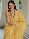 Banarasee Linen Tissue Sona Rupa Stripes Zari Work Saree-Yellow