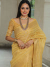 Banarasee Linen Tissue Sona Rupa Stripes Zari Work Saree-Yellow