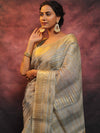 Banarasee Linen Tissue Sona Rupa Zari Work Saree-Grey