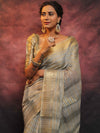Banarasee Linen Tissue Sona Rupa Zari Work Saree-Grey