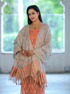 Banarasee Cotton Silk Zari Work Salwar Kameez Fabric With Jaal Design Dupatta Set-Peach & Light Blue