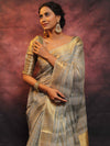 Banarasee Linen Tissue Sona Rupa Zari Work Saree-Grey