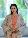Banarasee Cotton Silk Zari Work Salwar Kameez Fabric With Jaal Design Dupatta Set-Peach & Light Blue