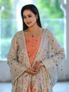 Banarasee Cotton Silk Zari Work Salwar Kameez Fabric With Jaal Design Dupatta Set-Peach & Light Blue