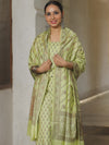Banarasee Semi Katan Silk Salwar Kameez Fabric With Dupatta Resham Zari Work-Pastel Yellow
