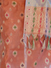 Banarasee Cotton Silk Zari Work Salwar Kameez Fabric With Jaal Design Dupatta Set-Peach & Light Blue