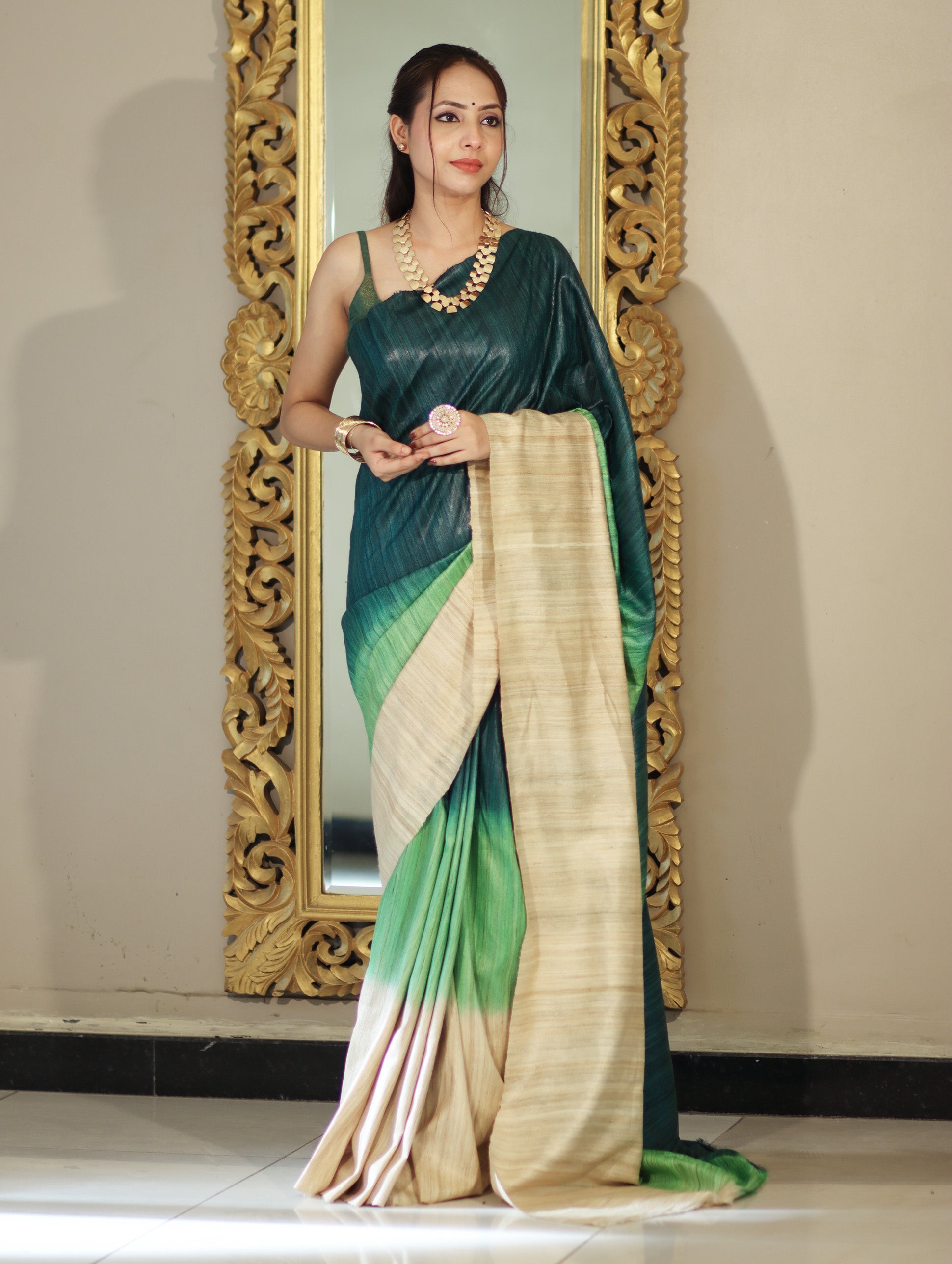 Bhagalpuri Handloom Pure Tussar Saree-Multicolor