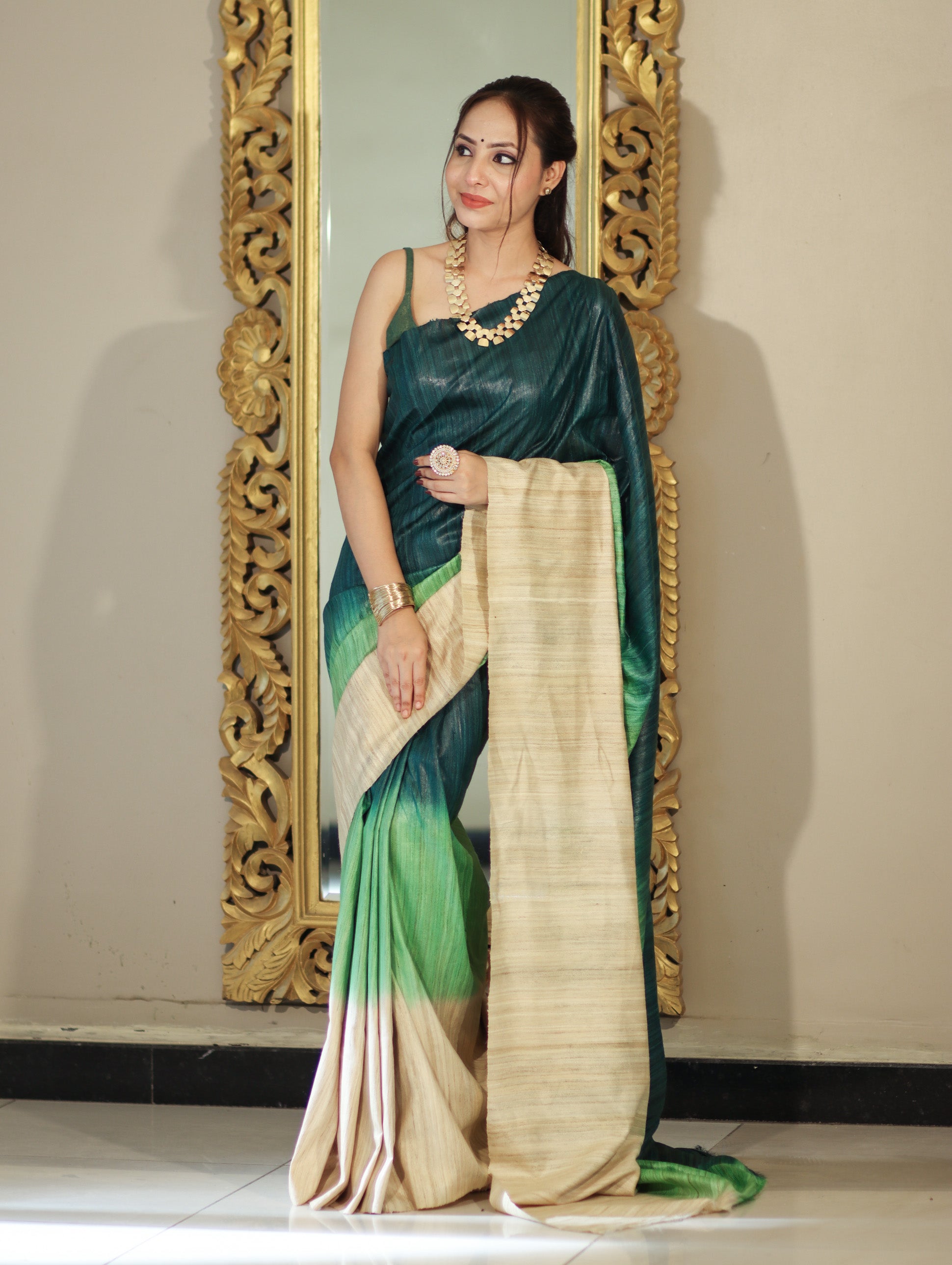 Bhagalpuri Handloom Pure Tussar Saree-Multicolor