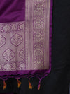 Banarasee Katan Silk Dupatta With Gold Zari Woven Border-Violet