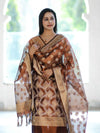 Banarasee Tissue Zari Work Salwar Kameez Fabric With Dupatta Set-Rust