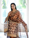 Banarasee Tissue Zari Work Salwar Kameez Fabric With Dupatta Set-Rust