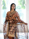 Banarasee Tissue Zari Work Salwar Kameez Fabric With Dupatta Set-Rust