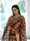 Banarasee Tissue Zari Work Salwar Kameez Fabric With Dupatta Set-Rust