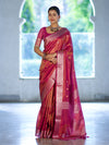 Banarasee Handloom Dual Tone Shimmer Silk Saree With Buti Design & Meena Border-Pink