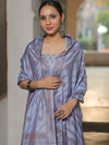 Banarasee Semi Katan Silk Salwar Kameez Fabric With Dupatta Resham Zari Work-Lilac