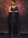 Banarasee Handloom Pure Linen Sequins Work Saree-Blue