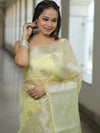Banarasee Organza Mix Saree With Silver Zari-Yellow