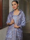 Banarasee Semi Katan Silk Salwar Kameez Fabric With Dupatta Resham Zari Work-Lilac